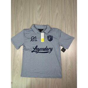 01 Algo Boys Kids Performance Mesh Soccer Jersey Polo Size M Blue Stitch Fix